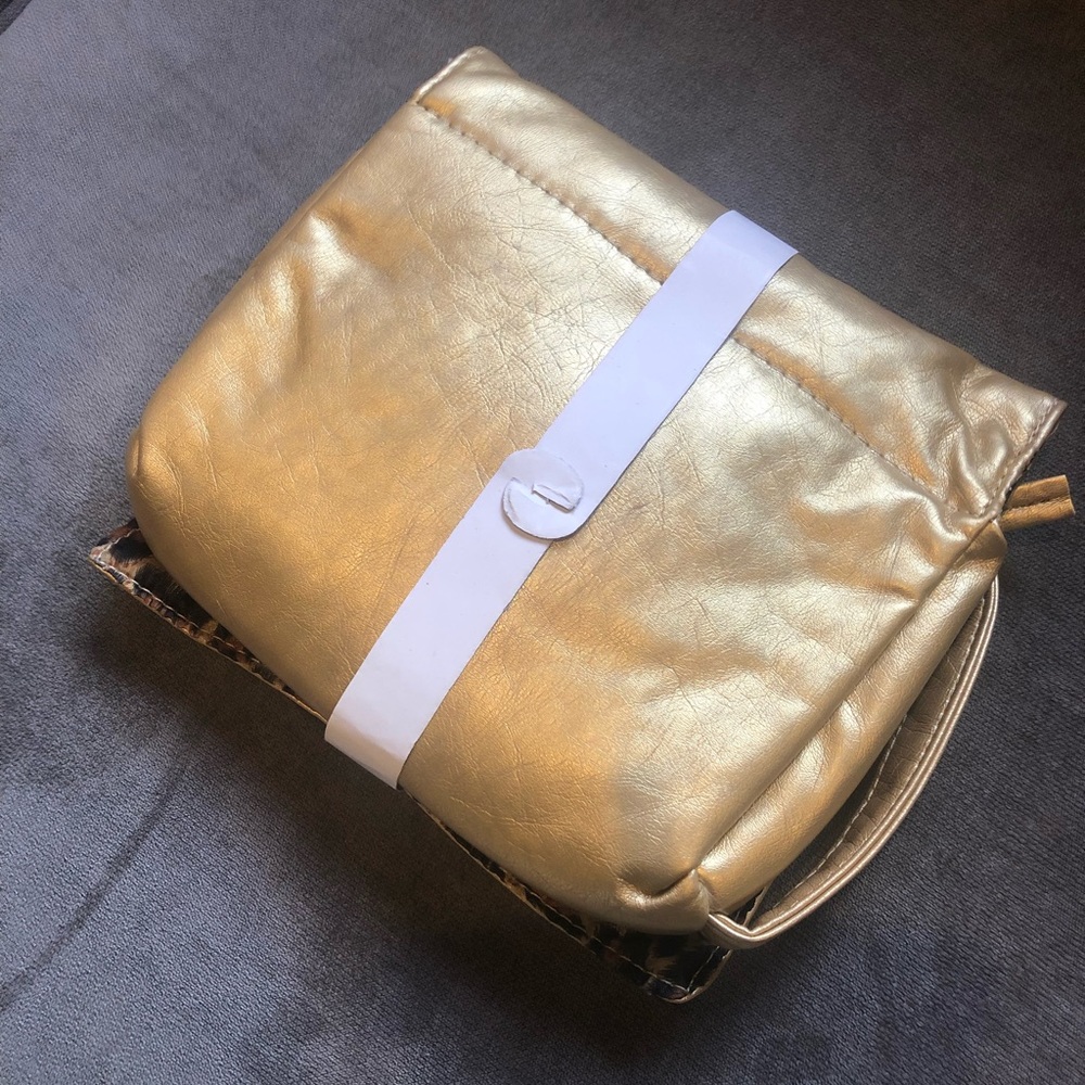 Gold & Leopard Travel Cosmetics Bag